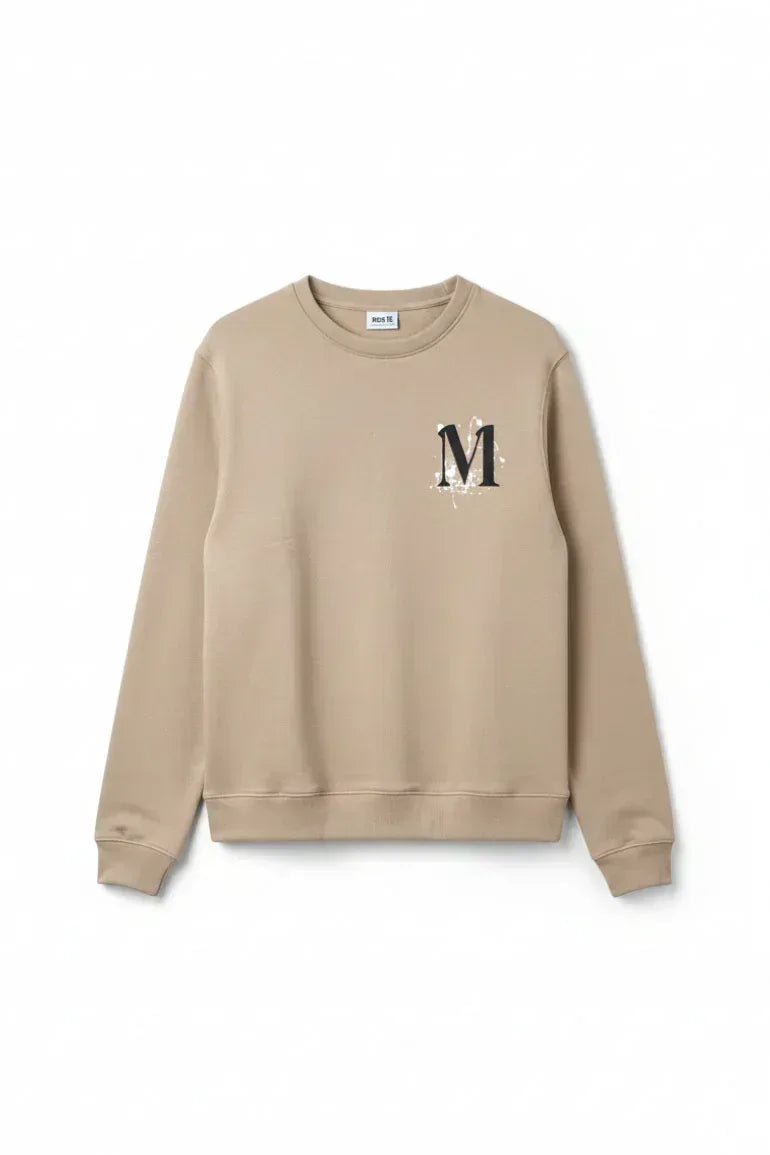 Minimal Logo Crewneck Sweatshirt for Women - Beige - MEME