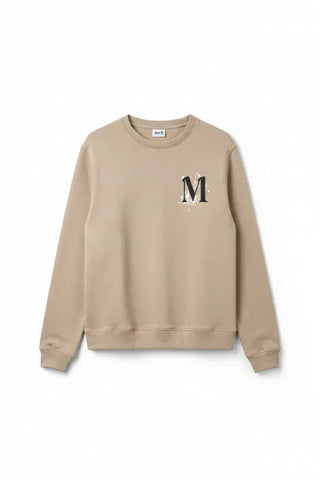 Minimal Logo Crewneck Sweatshirt for Women - Beige - MEME