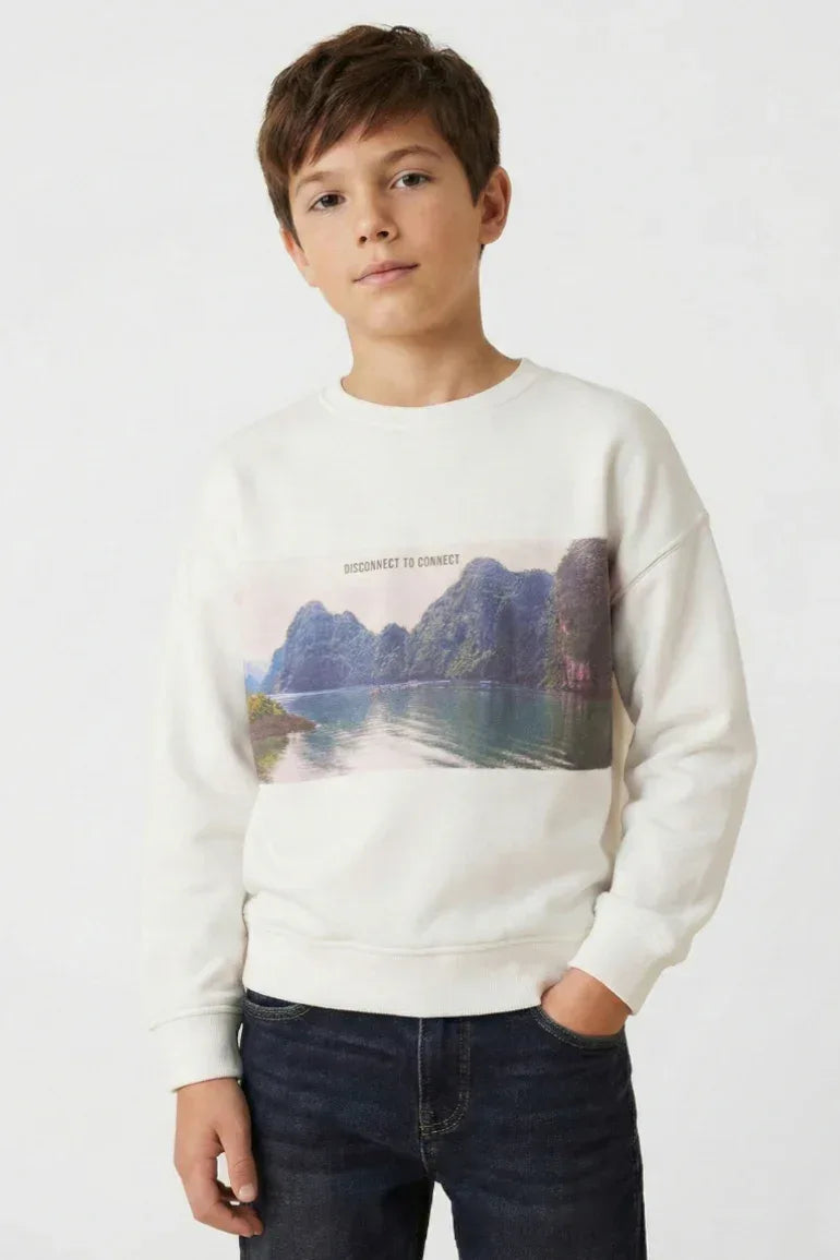 Graphic Sweatshirt For Boys - Off-White