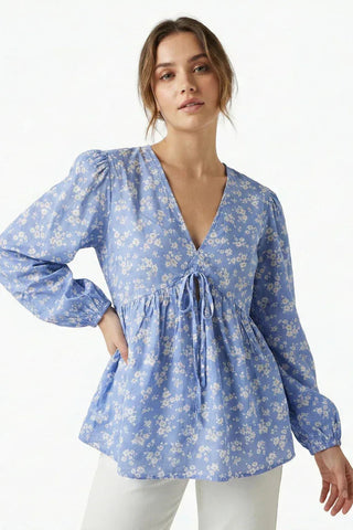 Printed V-Neck Top For Women