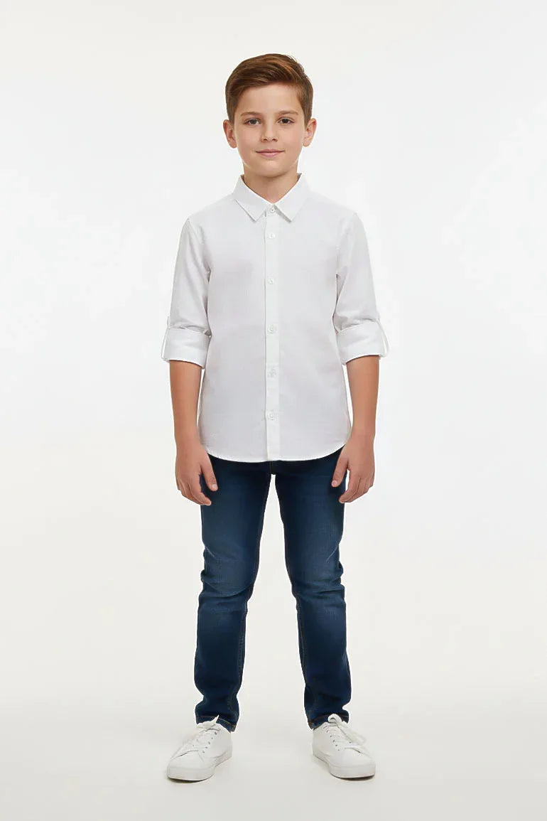 Classic Button-Down Shirt for Boys - White
