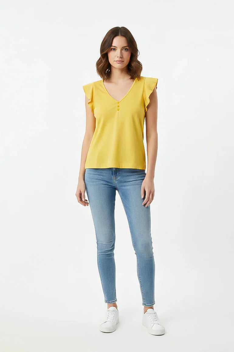 Flutter Sleeve V-Neck Top for Women