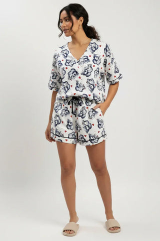 Bear Print Pajama Set For Women