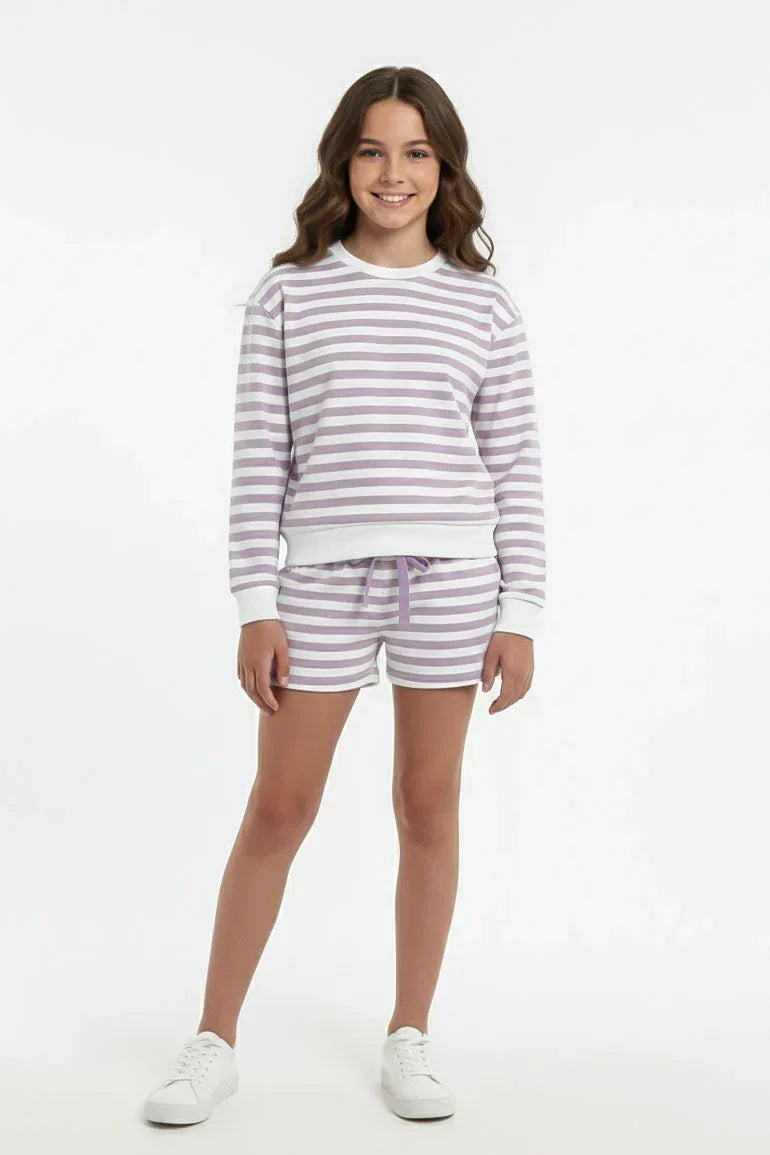 Striped Sweatshirt & Shorts Set for Girl