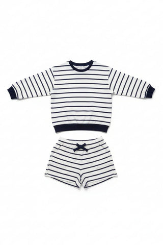 Striped Sweatshirt & Shorts Co-Ord Set for Girl