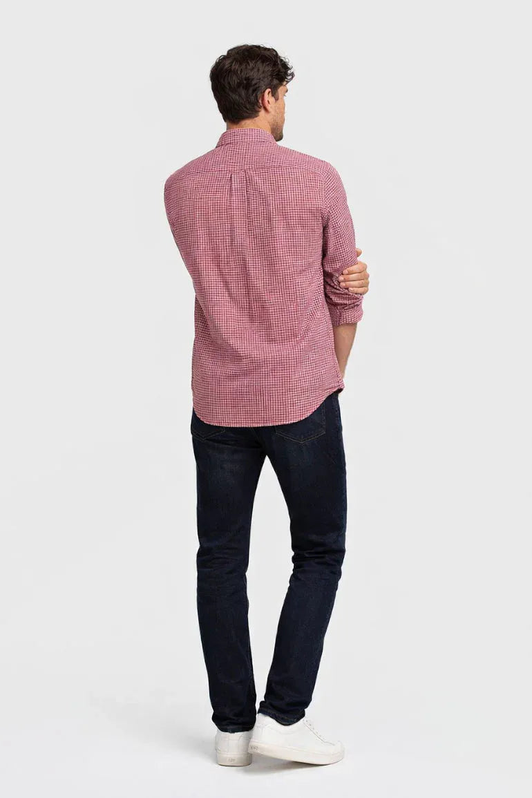 Check Button Down Shirt For Men - Red - MEME