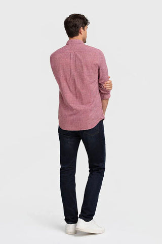 Check Button Down Shirt For Men - Red - MEME