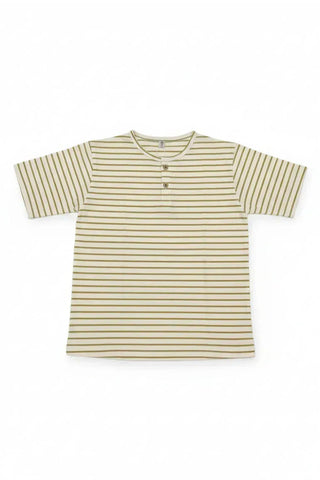 Striped Button Neck T-Shirt for Boy