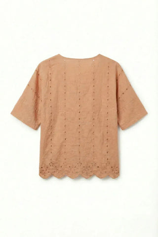 V-Neck Eyelet Top For Women