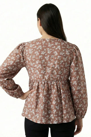 Printed V-Neck Top For Women