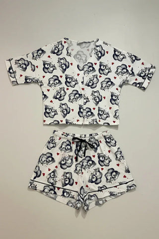 Bear Print Pajama Set For Women
