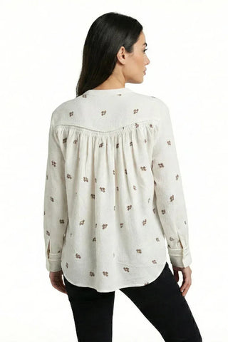 Printed Button-Down Blouse for Women