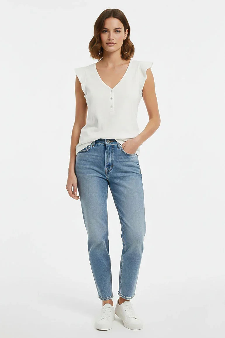 Flutter Sleeve V-Neck Top for Women