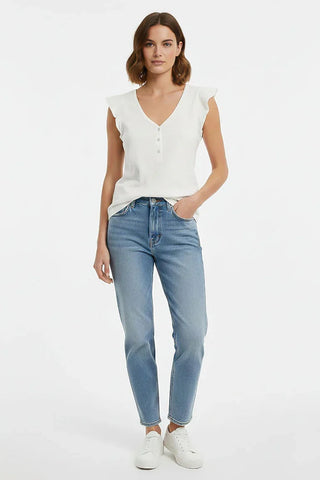 Flutter Sleeve V-Neck Top for Women