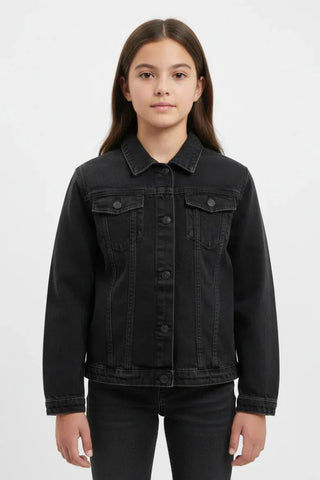 Denim Jacket For Girls - Black