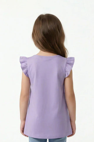 Flutter-Sleeve Ruffle Pocket Tunic For Baby Girl