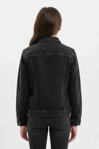 Denim Jacket For Girls - Black