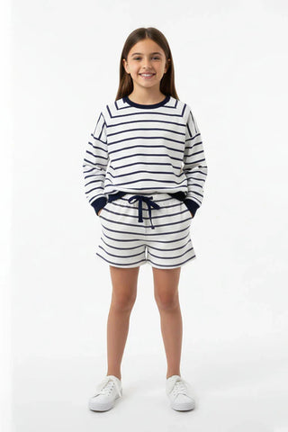 Striped Sweatshirt & Shorts Co-Ord Set for Girl