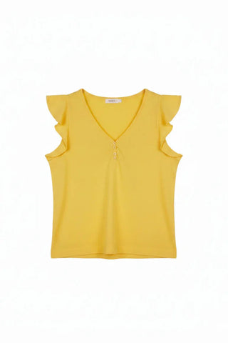 Flutter Sleeve V-Neck Top for Women