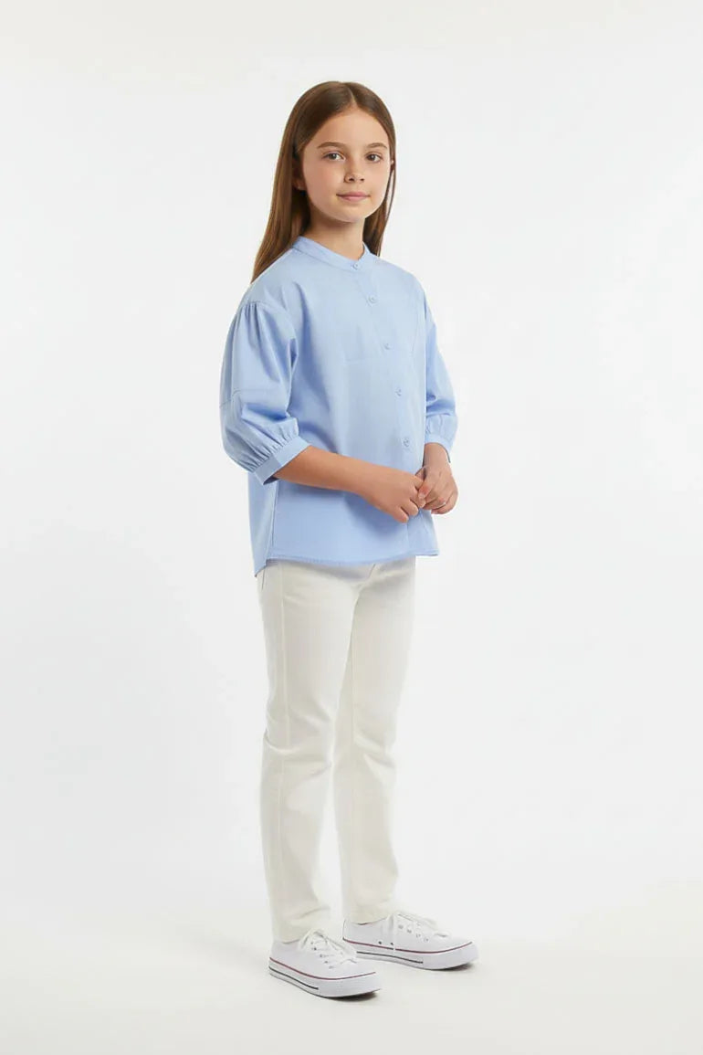 Puff Sleeve Button-Down Top for Girl