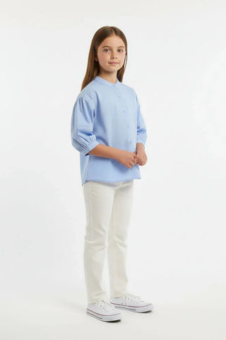 Puff Sleeve Button-Down Top for Girl