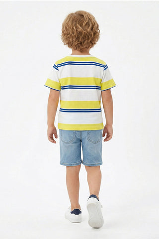 STRIPPED T-SHIRT WITH POCKET FOR BABY BOYS