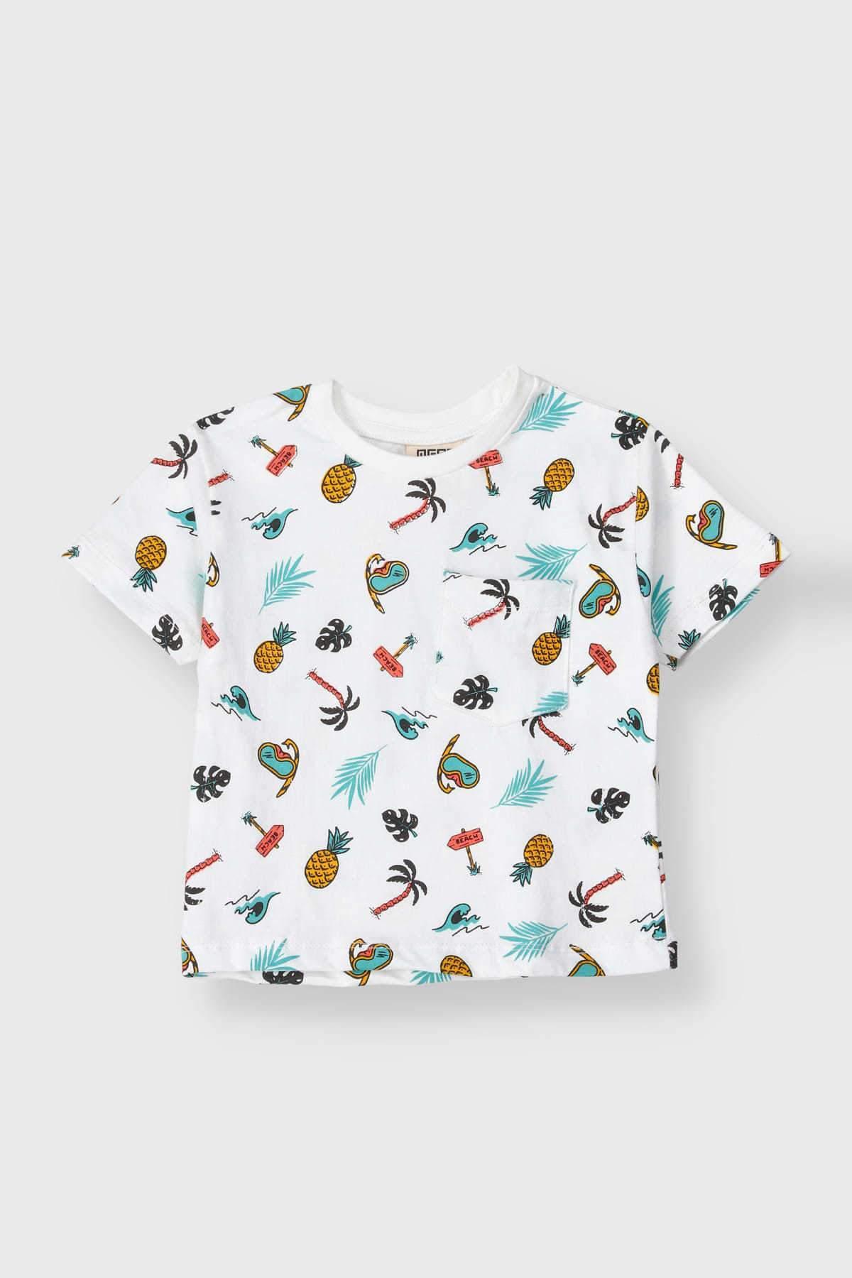 All Over T-Shirt For Baby Boy - White - MEME