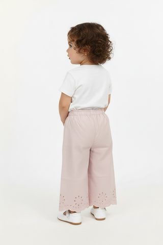 Embroidered Scallop Hem Pants For Baby Girl