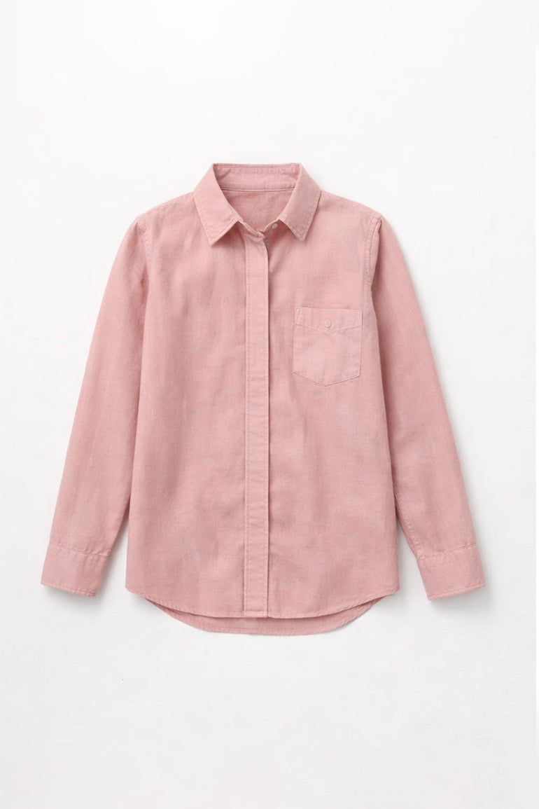 Button Down Shirt With Pocket For Girl