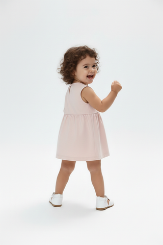 Embroidered Scallop Hem Dress For Baby Girl