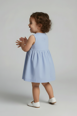 Embroidered Scallop Hem Dress For Baby Girl