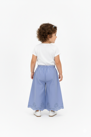 Embroidered Scallop Hem Pants For Baby  Girl
