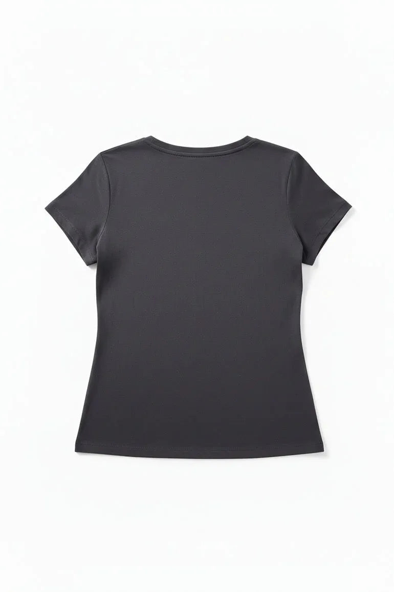 V-Neck Basic T-Shirt for Women - Slate Grey Side View | MEME