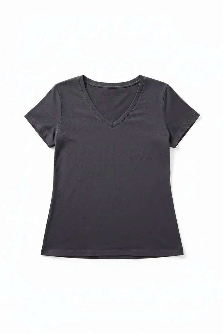 V-Neck Basic T-Shirt for Women - Slate Grey | MEME