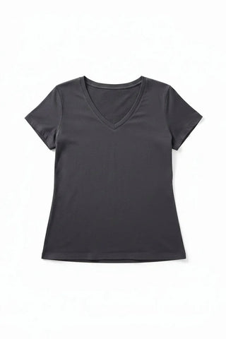 V-Neck Basic T-Shirt for Women - Slate Grey | MEME