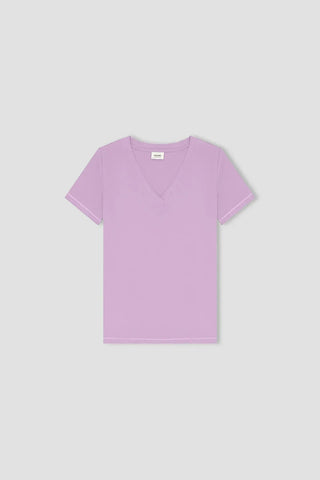 V-Neck Solid T-Shirt For Women - Rose Wine