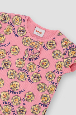 Emoji Top Bottom Suit For Girl