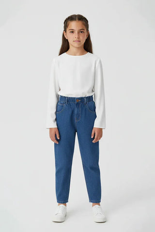 Paper Bag Denim Jeans For Girl