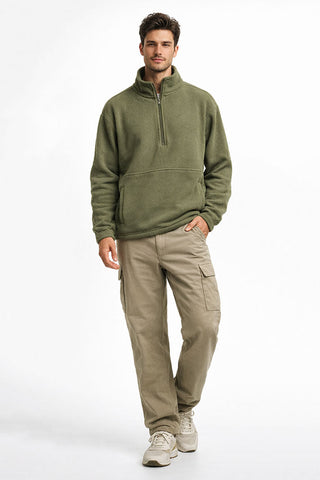 Zip Neck Pullover for Man - Olive