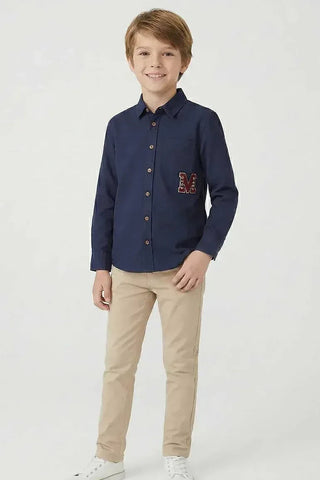 Solid Button Down Shirt For Boy