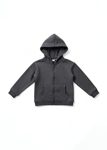 Zip-Up Fleece Hoodie For BabyGirl - Charcoal Grey
