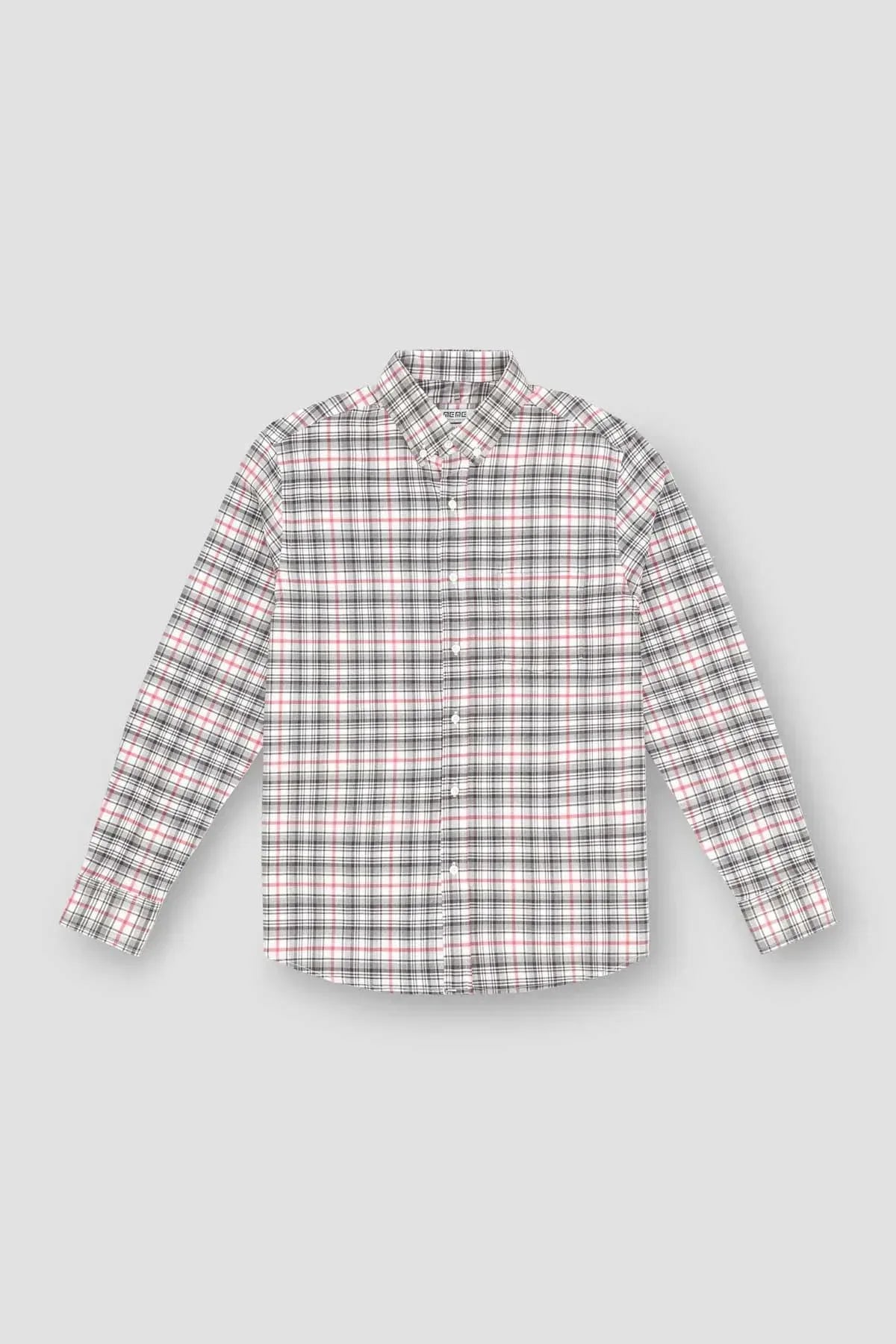 Check Button Down Shirt For Men - Check - MEME