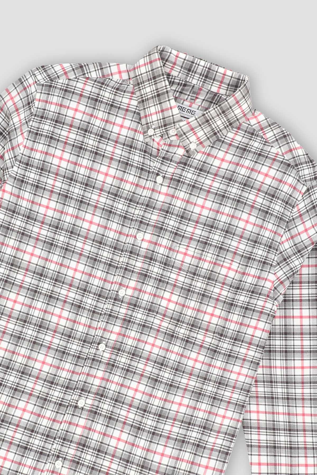 Check Button Down Shirt For Men - Check - MEME