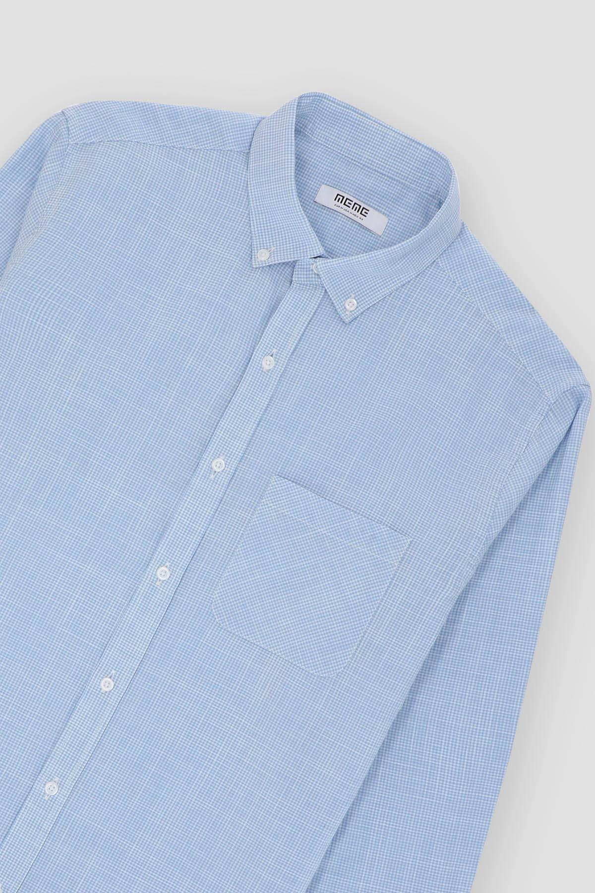 Check Button Down Shirt For Men - Check - MEME