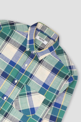 Check Button Down Shirt For Men - Green - MEME