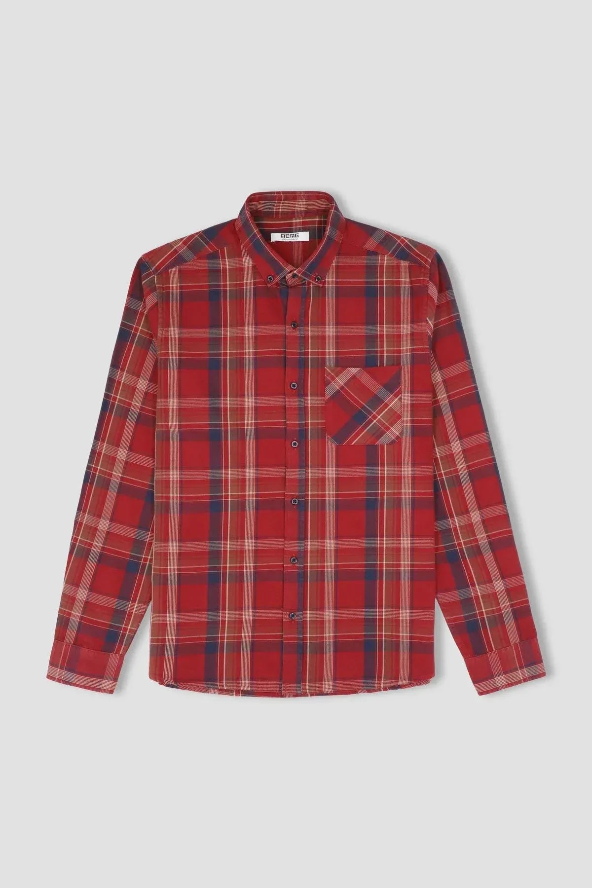 Check Button Down Shirt For Men - Red - MEME