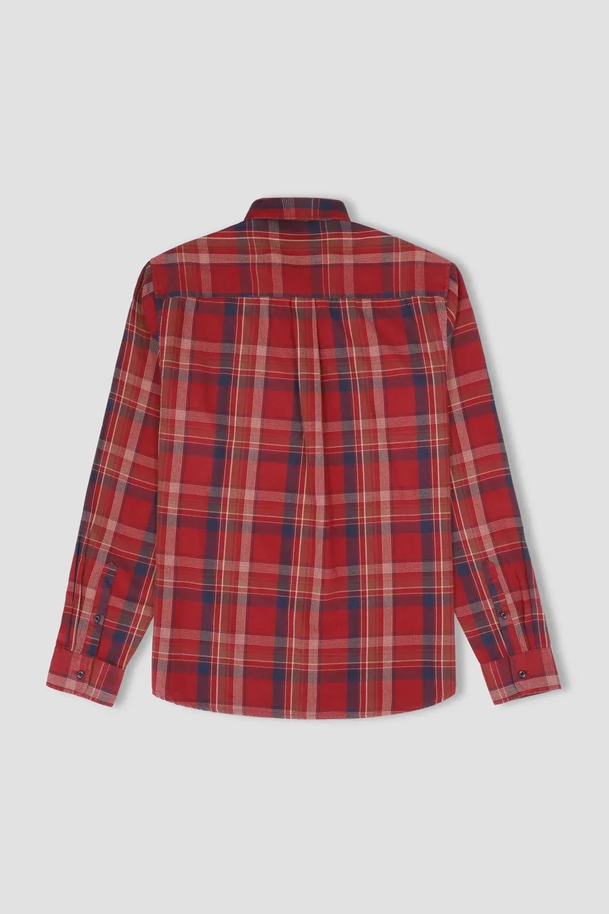 Check Button Down Shirt For Men - Red - MEME