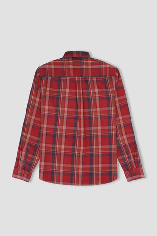 Check Button Down Shirt For Men - Red - MEME
