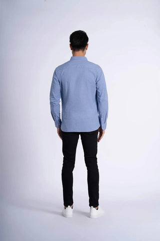 Solid Button Down Shirt For Men - Blue