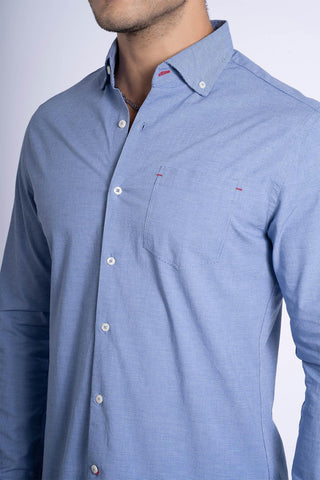 Solid Button Down Shirt For Men - Blue